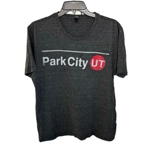 Park City UT Charcoal Sz Medium Tee Shirt Red Graphic